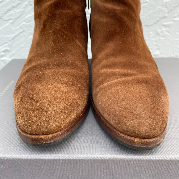 Aquatalia Farin Brushed Oil Weatherproof Brown Chestnut Suede Ankle Boots - Picture 5 of 10